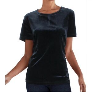 Anne Klein Womens Velvet Button Back Blouse in Black Size Small